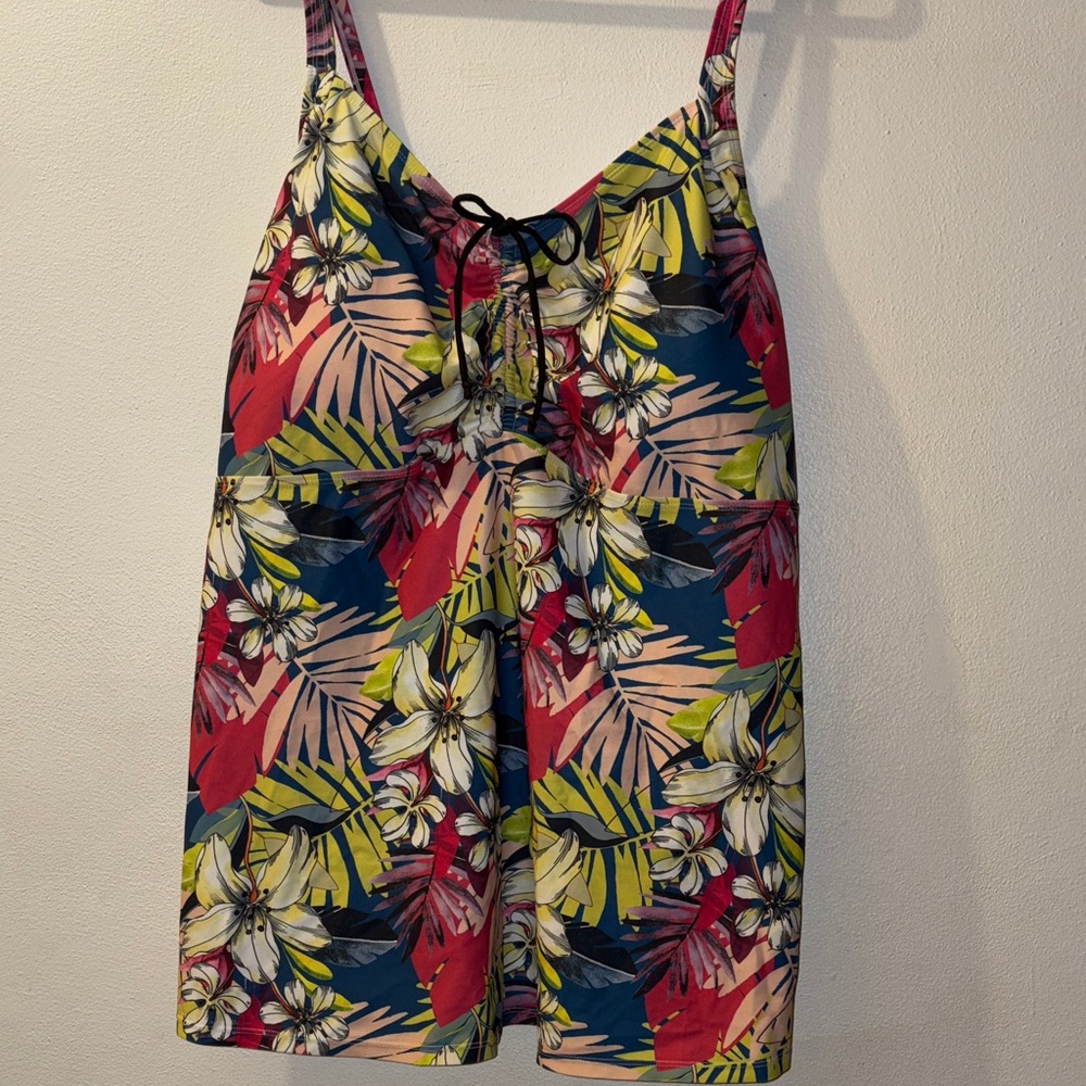 Vibrant Floral Tropical tankini swim tank top size 28W